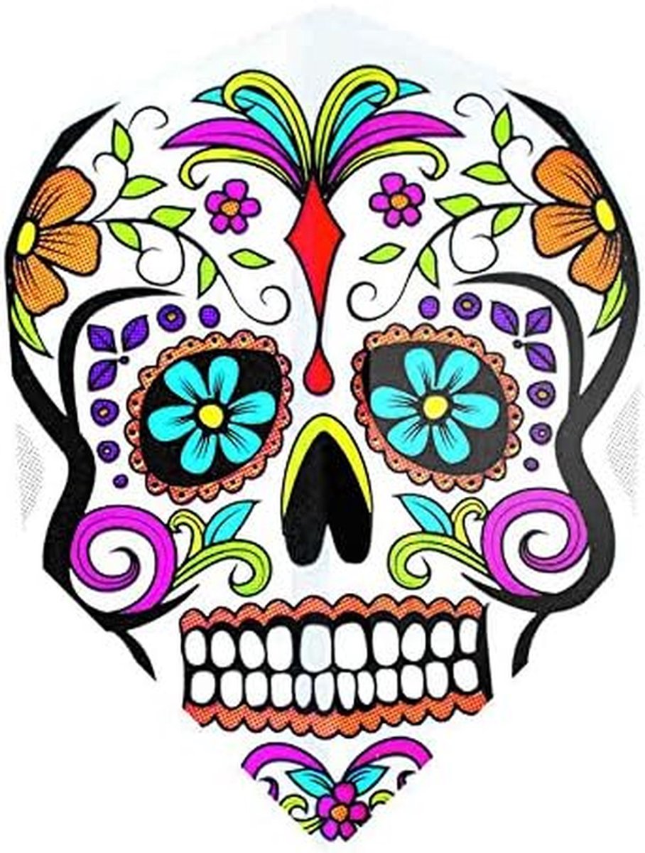 Dart Vleugels - Vliegjes - Darts Spelen - Calavera Print - 3 Stuks - Zwart