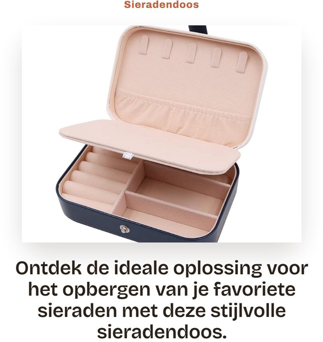 Dailygoods- Sieradendoos Draagbaar - Juwelendoos - Sieradenrek - Sieradendoos Hout - Sieradendoos voor Volwassenen - 7 Ringhouders - Sieradenetui