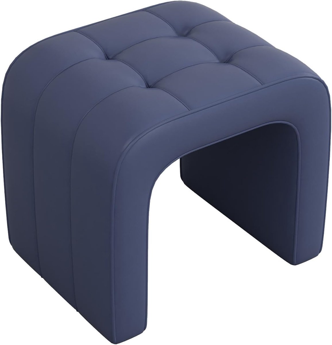 Poef Voetensteun - Gestoffeerde Kruk - Ontspannen Voeten - Versterkte Houten Structuur - 45x35x40 cm - Blauw