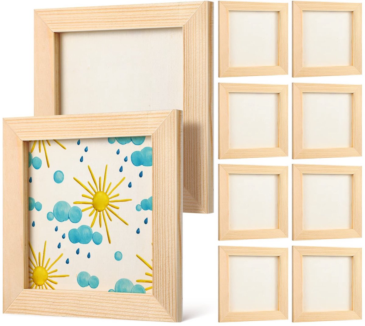 Dailygoods- Fotolijsten 12x12 cm - 10 Stuks - Houten Fotolijsten - DIY Knutselprojecten - Geschikt voor Kinderen - Veilig en Stevig - Knutselmateriaal
