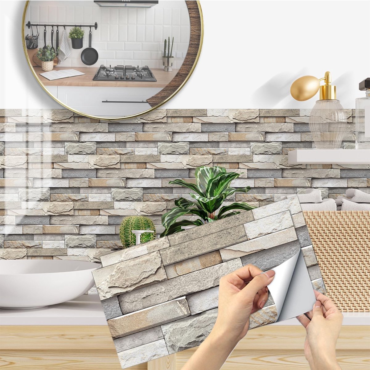 Dailygoods- Tegelstickers Decoratief - Muurstickers voor Keuken/Badkamer - PVC - 15 x 30 cm - Set van 24 - Eenvoudig te Reinigen