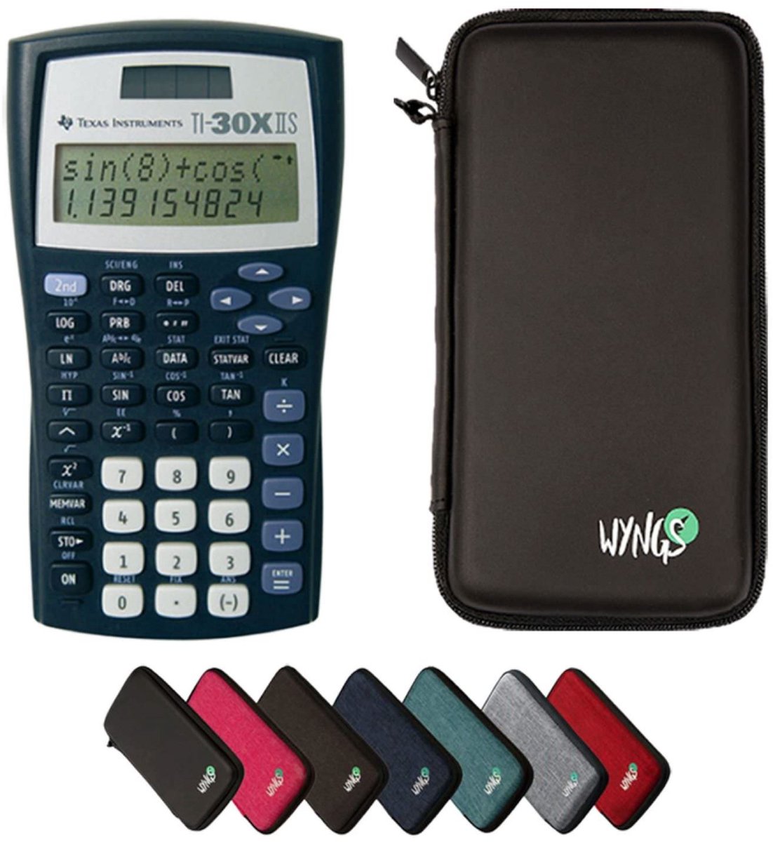 TI-30XIIS incl. WYNGS Beschermhoes Zwart - Wetenschappelijke Rekenmachine - Basis Pakket