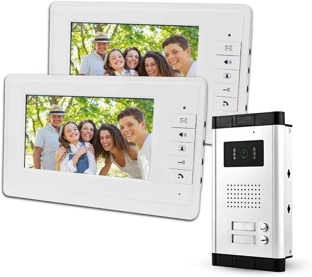Video Deurbel Systeem - Intercom Deurtelefoon - Veilig Huis - Twee Belknoppen - 7 Inch Scherm - Zwart