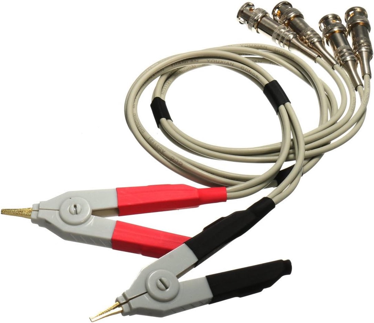 LCR meter testkabels - Meetkabels Kelvin sonde - Componenten meten - Met 4 BNC - 160 g - Zwart
