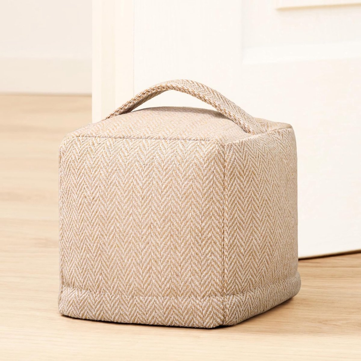 Stoffen Deurstopper - Extra Zwaar 1Kg - met Wasbare Hoes Draaggreep en Antislipkussentjes - voor Thuis & Kantoor (Beige)
