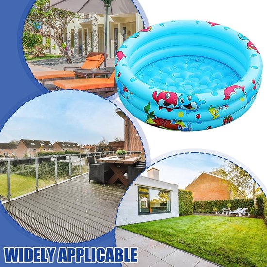 Opblaasbaar Kinderbadje - Peuterbadje Zwembad - Waterpret Buiten - Opblaasbare Bubbelbodem - 90 cm - Blauw — afbeelding 5