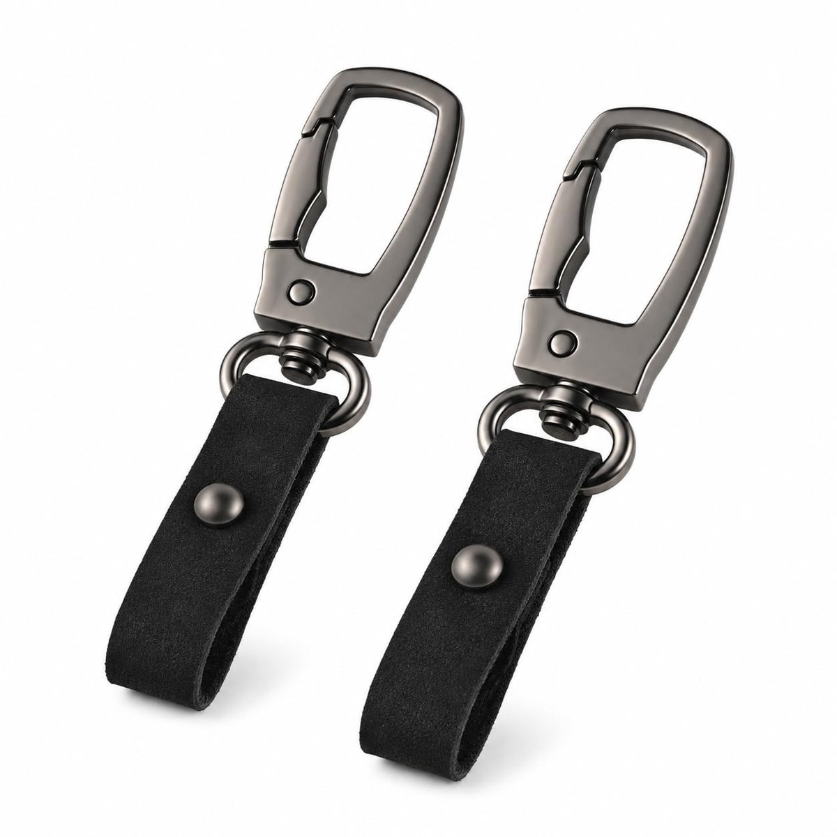 Dailygoods - 2 Stuks Karabijnhaak Sleutelhanger met Kaarthouder - Zwart