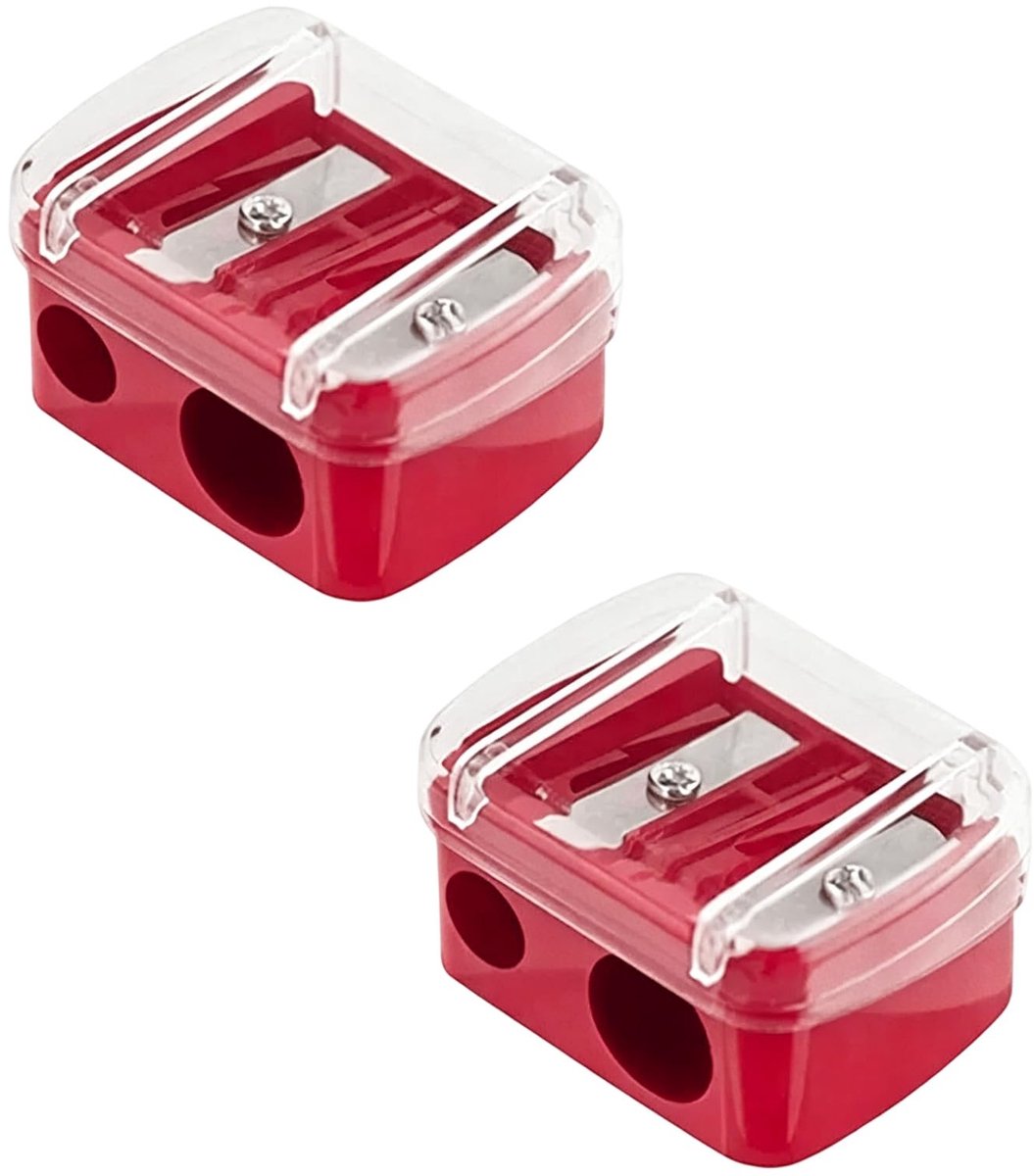 Dailygoods- Puntenslijper 2 stuks - Oogpuntenslijper - Geschikt voor eyeliner/wenkbrauwpotlood - Compact/lichtgewicht - Duurzaam/kunststof/metaal - Afneembaar deksel - Make-up Slijper