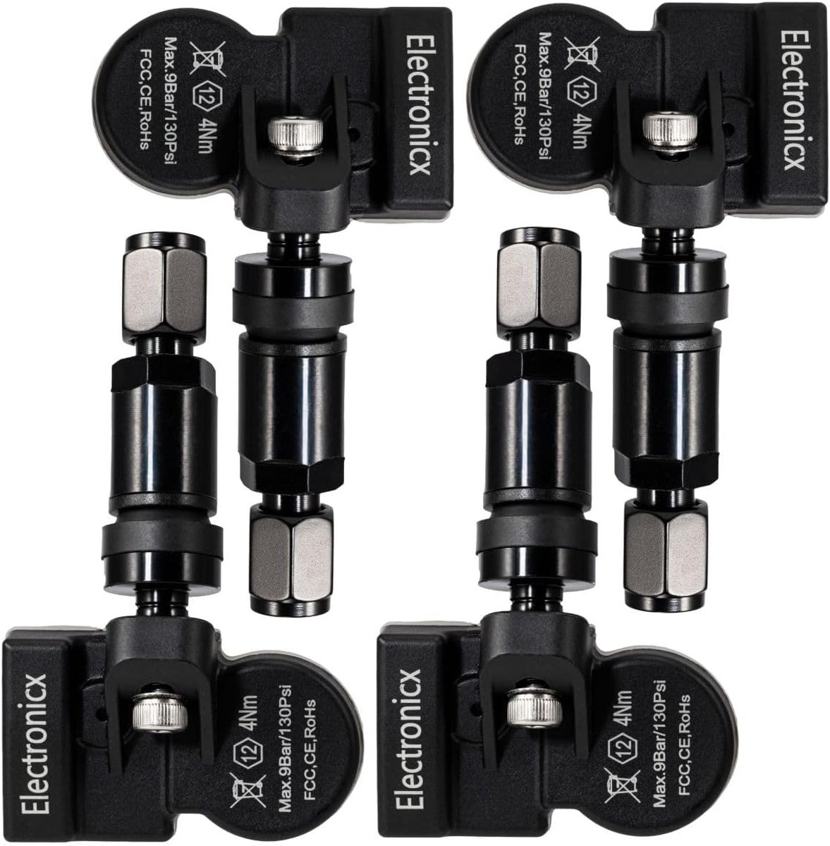 Banden Druk Sensoren - TPMS RDKS - Voertuig Veiligheid - Voorgeprogrammeerd Plug & Play - 4 Stuks - Zwart