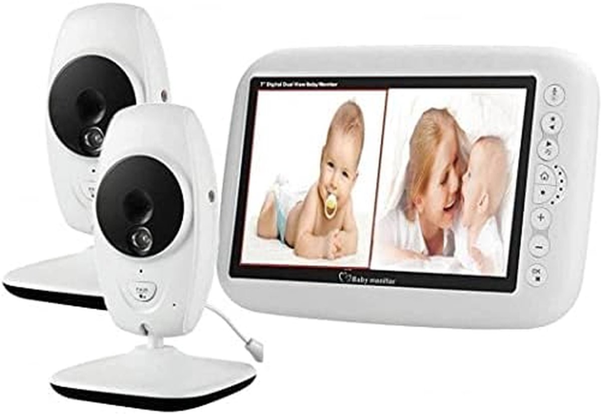 Babyfoon Met Camera - Video Bewaking - Kinderkamer Monitoren - Twee Richtings Verkeer - 7 Inch Scherm - Wit