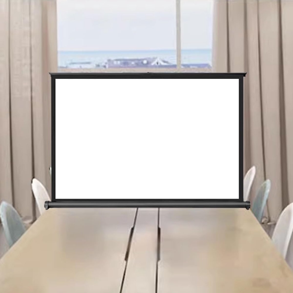 Projectiescherm - Mobiel Beeldscherm - Presentaties Geven - Draagbaar Bureau Model - 40 Inch 16:9 - Zwart