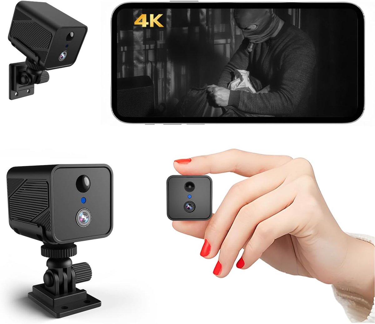 Mini Beveiligingscamera - Draadloze Camera - Huisbewaking Binnen - 50 Dagen Batterij - 150 Graden Kijkhoek - Zwart