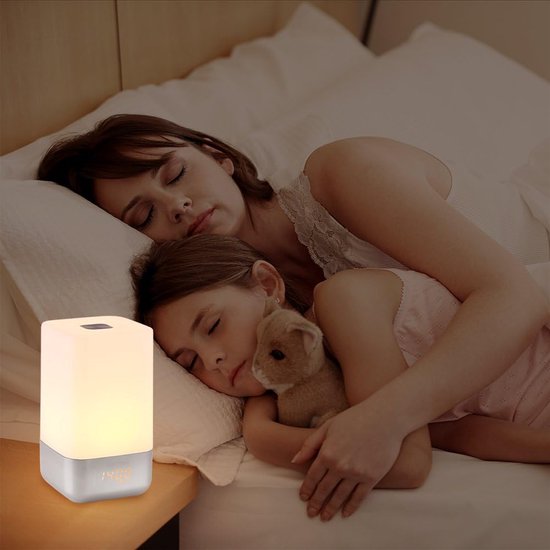 Nachtlamp met wekker - Wake-up light - Rustig wakker worden - Zonsimulatie functie - 23.5 cm - Wit — afbeelding 4