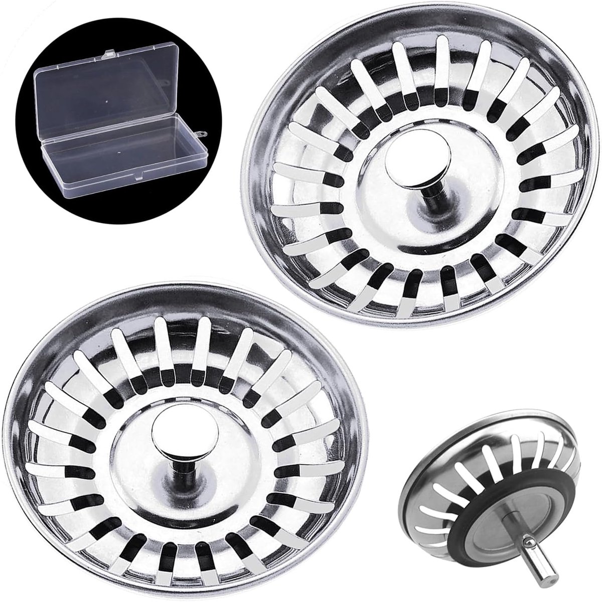 Aanrecht Plug Zeef - Gootsteenplug - Voorkom Verstopping - Roestvrij Staal - 80mm Gat - Zilver