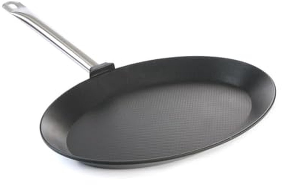 Vispan Ovaal Gietaluminium Pan Vissen Bereiden Non-stick Coating 65.5 cm Zwart