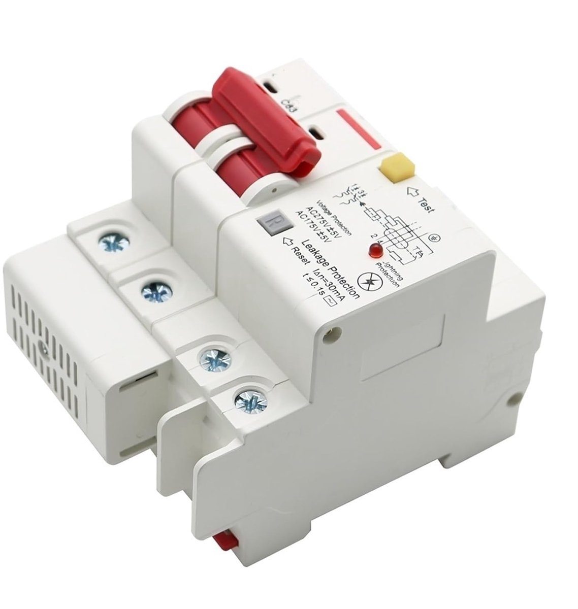 Stroomonderbreker - Aardlekschakelaar RCBO - Elektrische Beveiliging - Overbelasting Kortsluiting - 16A 30mA - Wit