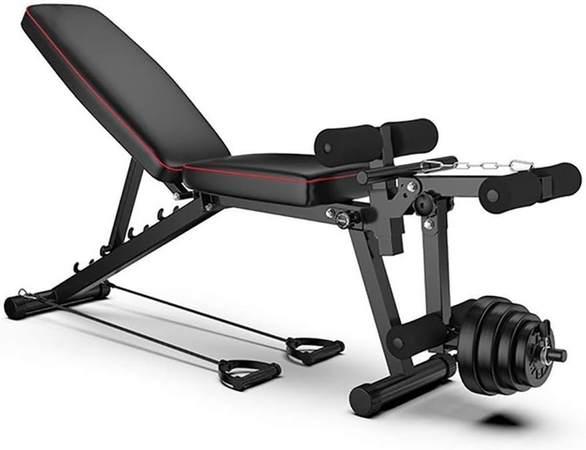 Halterbank - Fitnessbank Trainingsbank - Krachttraining Thuis - Verstelbare Rugleuning - 220 kg Capaciteit - Zwart