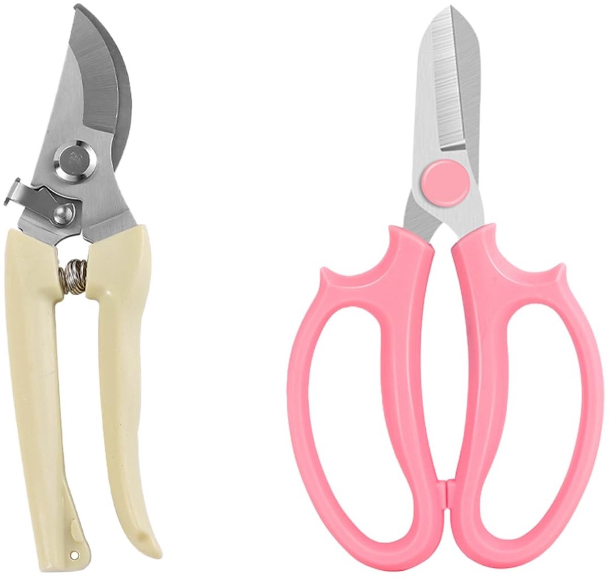 Dailygoods - 2 Stukken Witte en Roze Bloemen Schaar, Elleboog Snoeischaren, voor het Snoeien van Wijnstokken, het Snoeien van Takken en Ander Tuinwerk