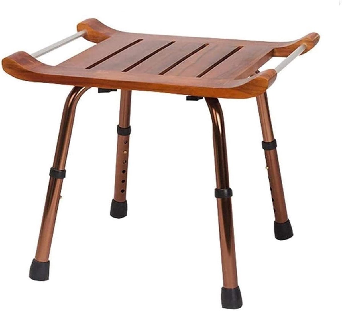 Houten Badkruk - Douche Zitje - Comfortabel Douchen - Antislip Voeten - 40x40x36cm - Houtkleur
