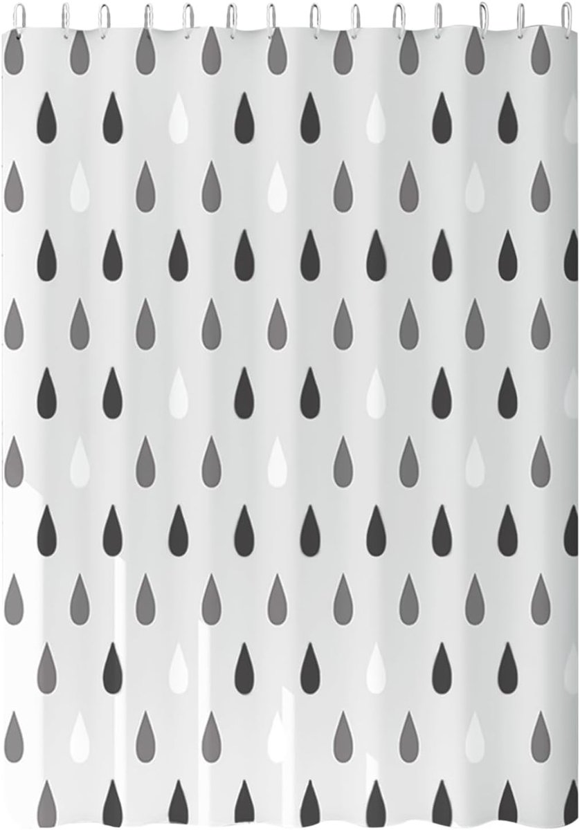 Binnenfolie Douche - Douchegordijn Liner - Badkamer Beschermen - Waterdruppel Patroon - 180 x 180 cm - Grijs
