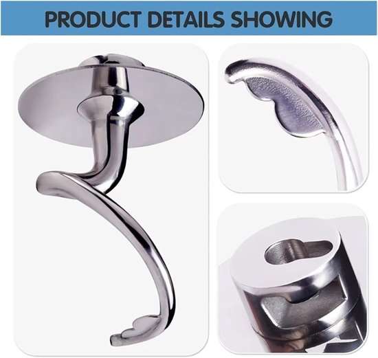 Mixer Deeghaak - Stand Mixer Accessoire - Zwaar Deeg Mengen - Roestvrij Staal Materiaal - 50 gram - Zilverachtig van Merkloos — afbeelding 4