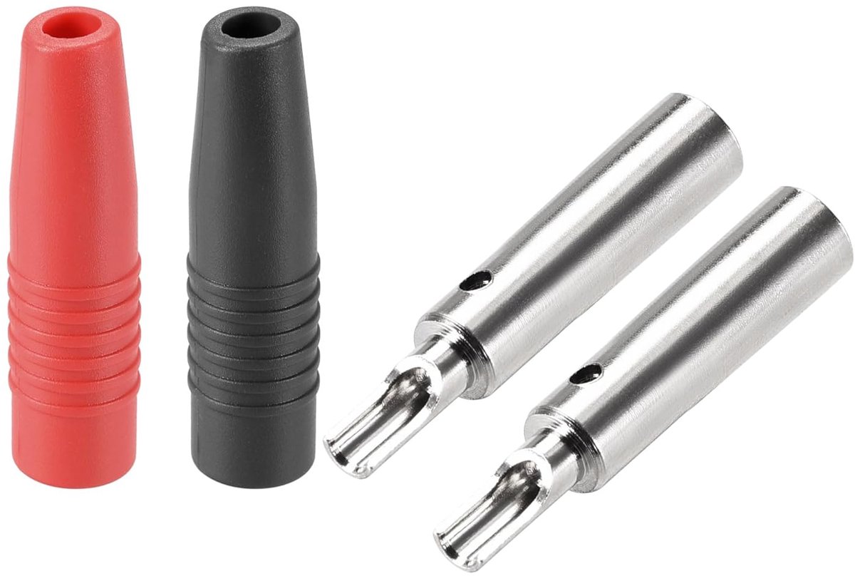 Luidspreker Connectoren - Banaan Pluggen - Audio Aansluiten - Hoge Audiokwaliteit - 4 Stuks - Rood Zwart