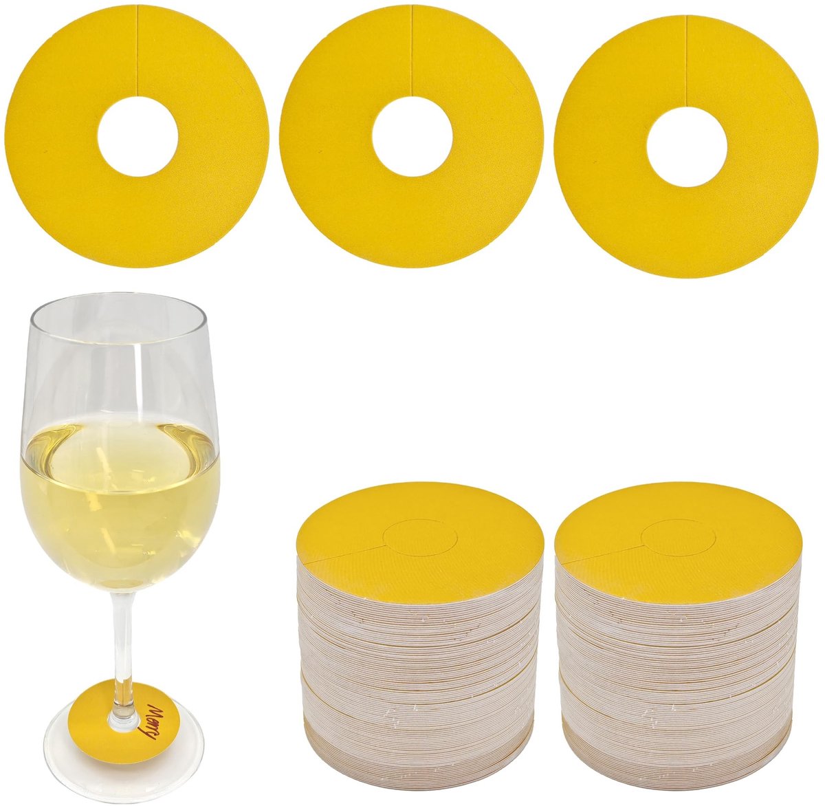 Dailygoods - Wijnglasetiketten van kraftpapier, 100 stuks, voor wijnglazen, papieren etiketten voor wijnglazen, cocktails