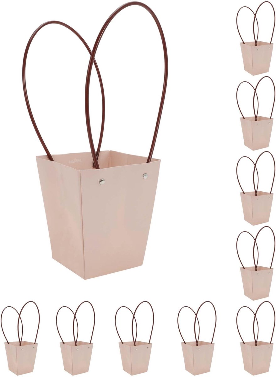 Dailygoods- Boeketzakjes 10 stuks - Geschenktas met handvat - Herbruikbaar - Duurzaam - Lichtgewicht - Afmetingen 17 x 11,5 x 20 cm - Geschenkzakjes