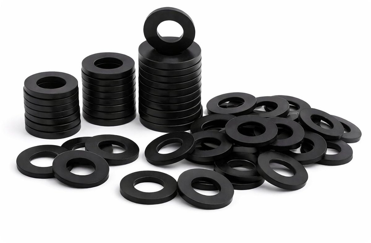 Dailygoods- Sluitringen 50 stuks - M6 - Rubber - Platte Carrosserieringen - Betrouwbaar - Hittebestendig - Nauwkeurige Schroefverbindingen - Onderlegschijven