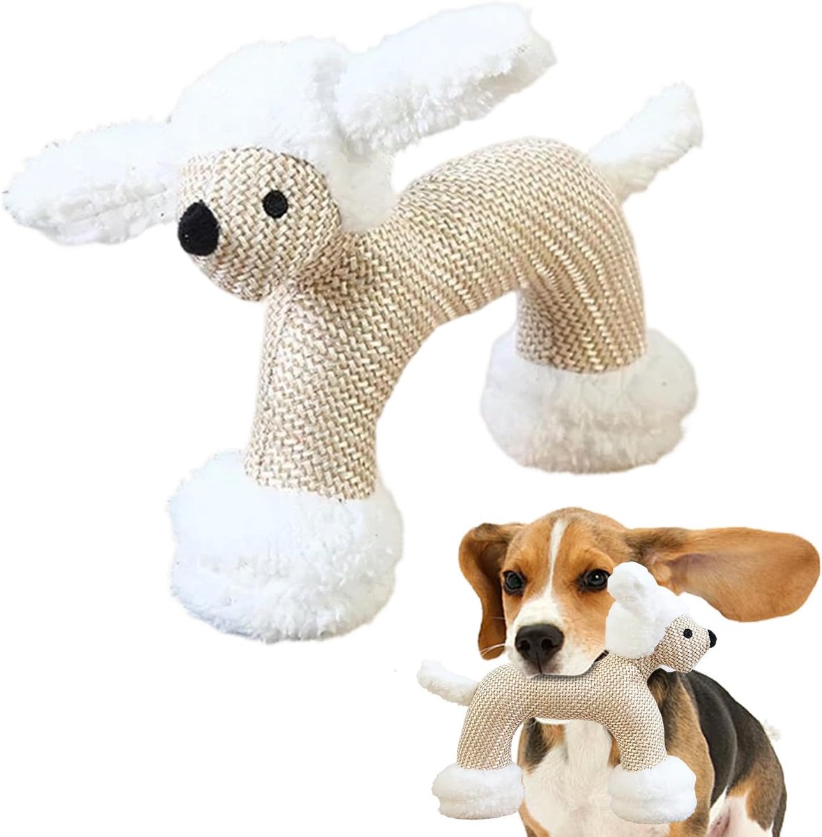 Hondenspeelgoed - Bijtspeelgoed - Vermaak Huisdier - Interactieve Pieper - 28 x 6 x 19 cm - Wit