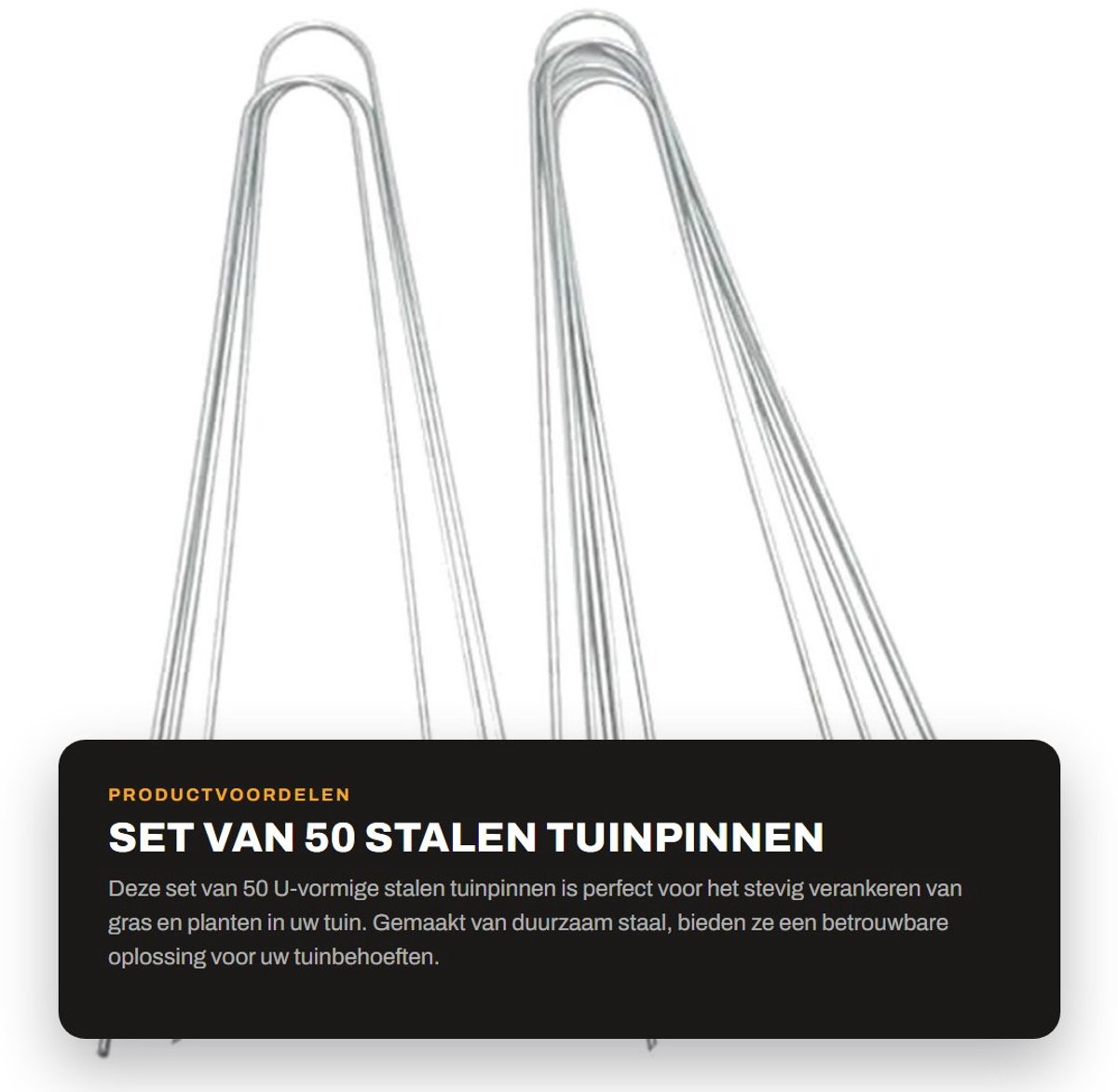 Dailygoods- Tuinpinnen 50 Stuks - U-vormige Stalen Pinnen - Grondpennen - Bevestigingspinnen - Tuinaccessoires - Afmetingen 30x4cm