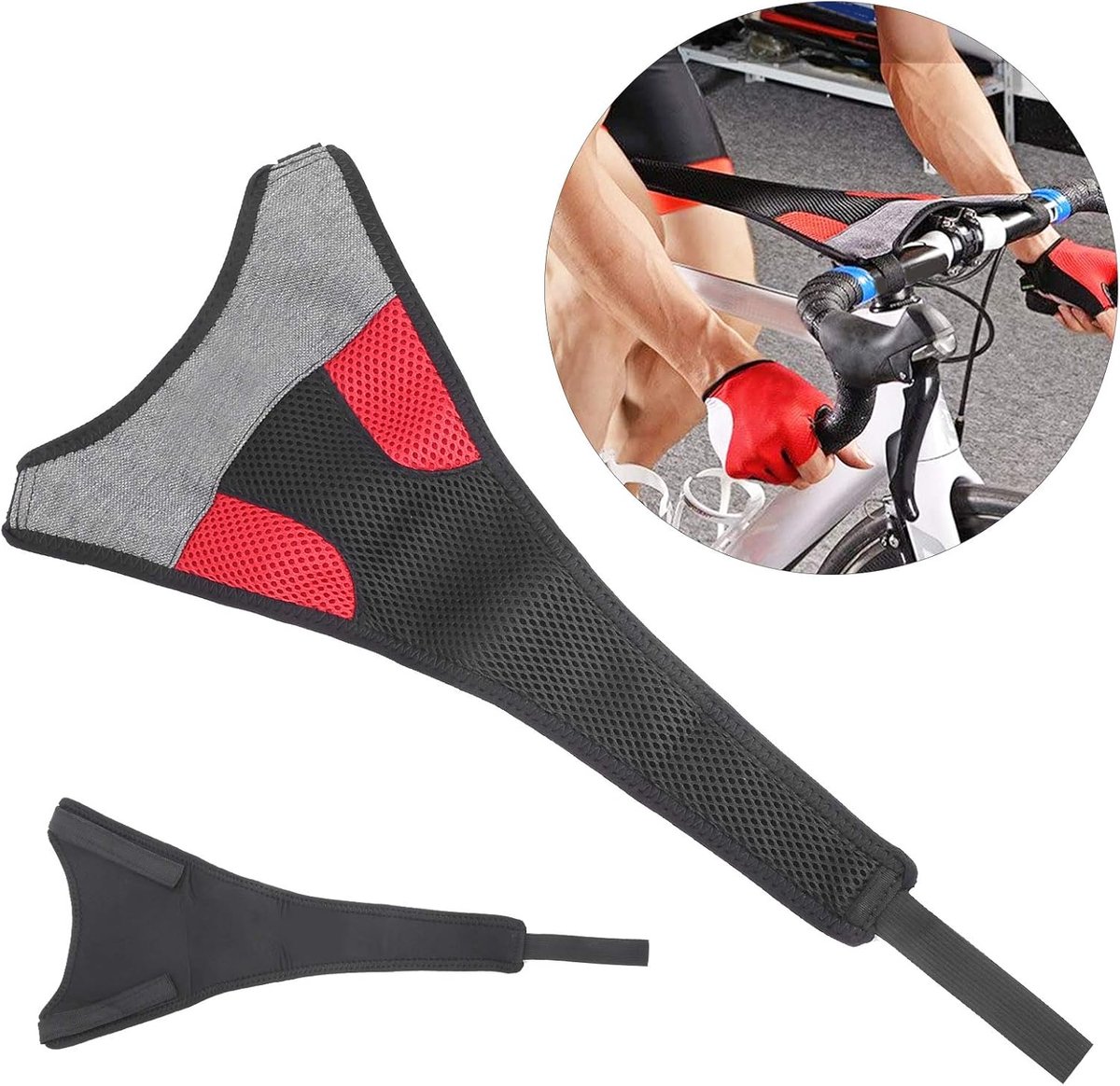 Zweetband Fiets - Beschermkap Trainer - Fietsen Binnen - Dubbele Laag Absorptie - 42x222 Cm - Zwart