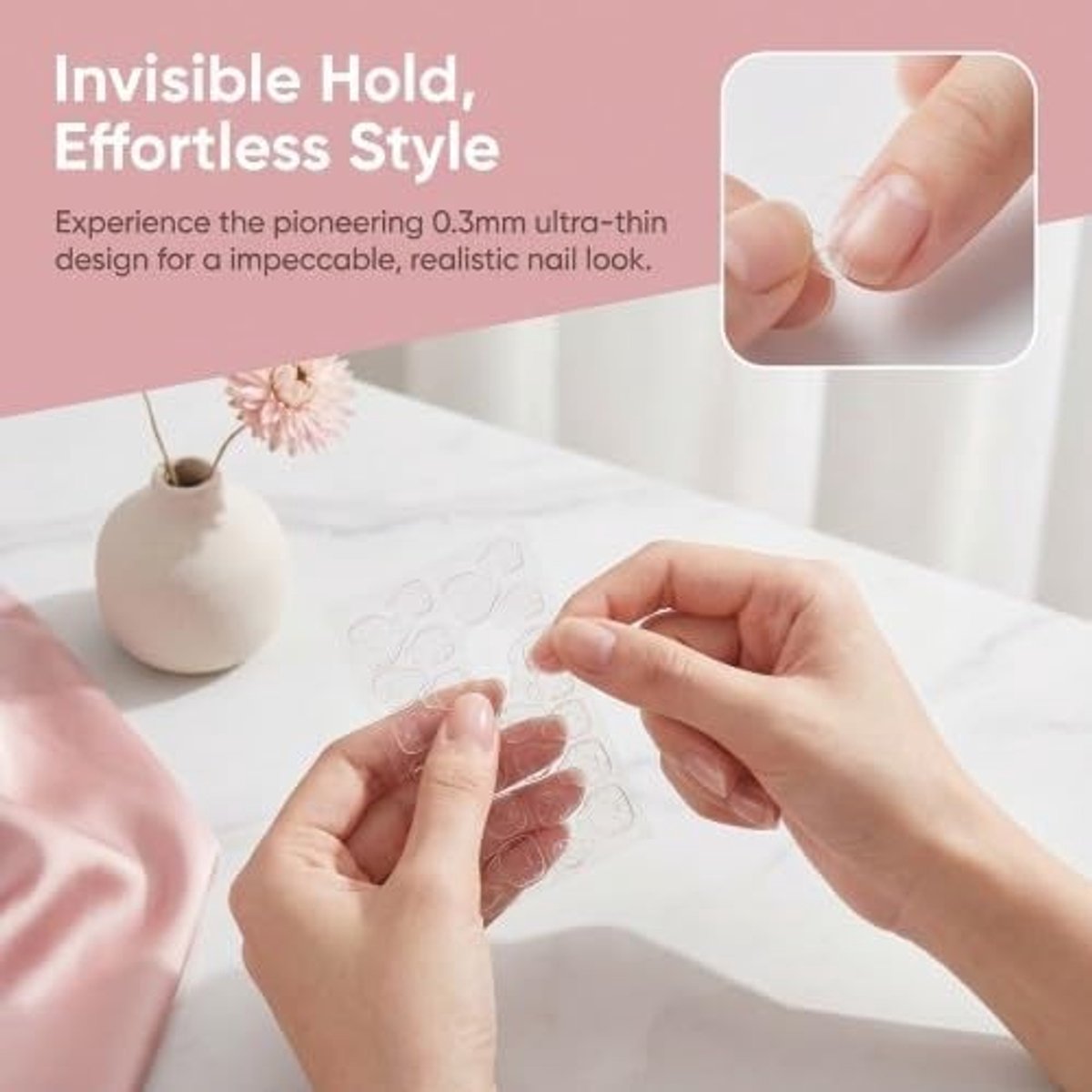 20 vellen ultradunne nagellijmpads met 480 capsules, onzichtbare dubbelzijdige lijm voor kunstnagels, nageldesign en manicure projecten