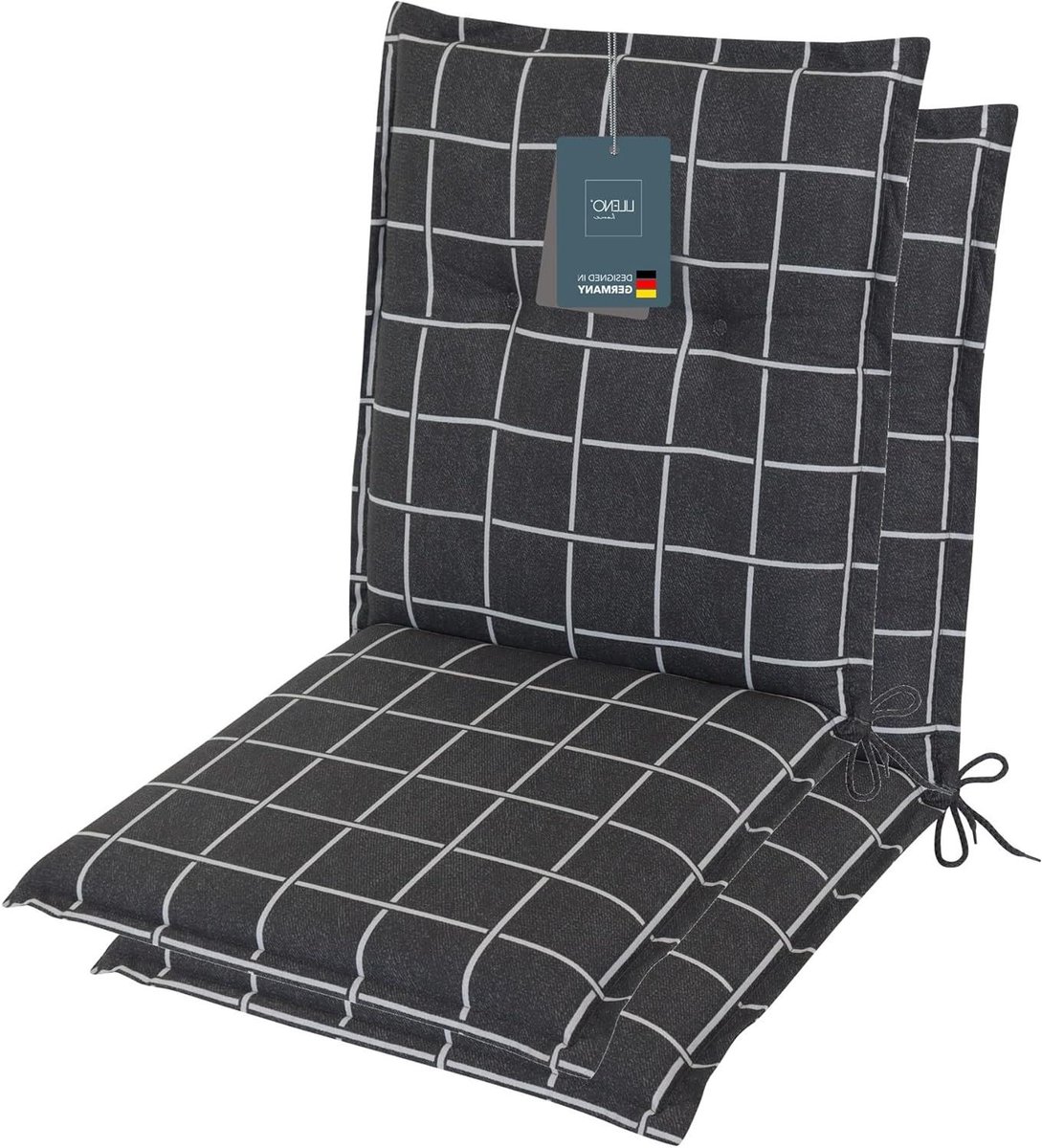 Tuinstoelkussens Set 2-Delig - Stoelkussens Buiten - Comfortabel Zitten - UV-Bestendig - Niedriglehner - Jachtruit Antraciet