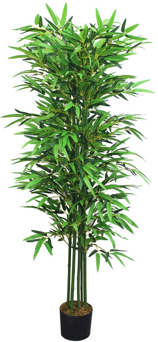 Kunstmatige bamboestruik, kunstplant, kunstmatige bamboeboom, kunstmatige bamboeplant, echte houten stam, interieurdecoratie, 160 cm, Decovego