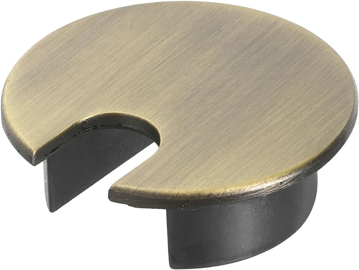 Ronde Kabeldoorvoer 35mm - Kabelorganizer voor Kantoor en Werkblad - Bruin, Ideaal voor Kabelbeheer en Netwerkbekabeling