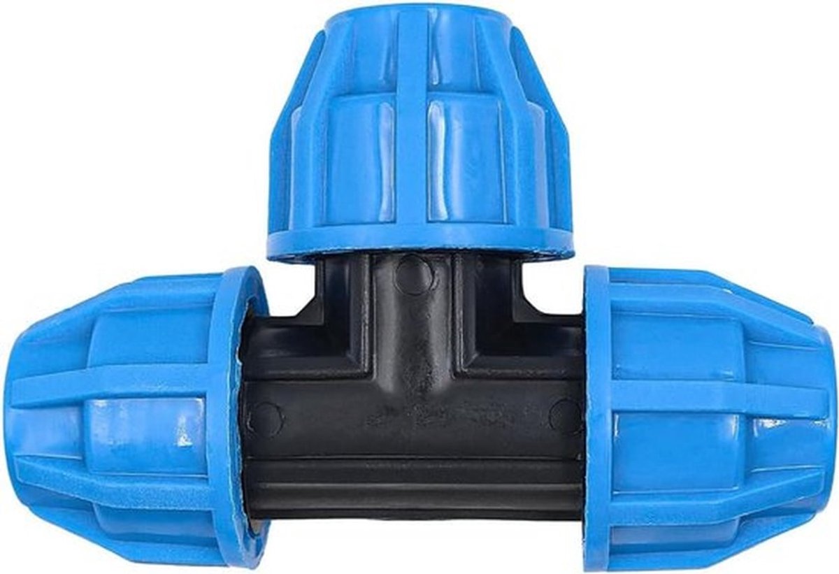 Dailygoods- Pijpfitting 25mm T-type - 4 Stuks - PE Koppeling - Waterdicht - Weerbestendig - Hoge druk tot 16 bar - Ideaal voor irrigatiesystemen - Buisconnector