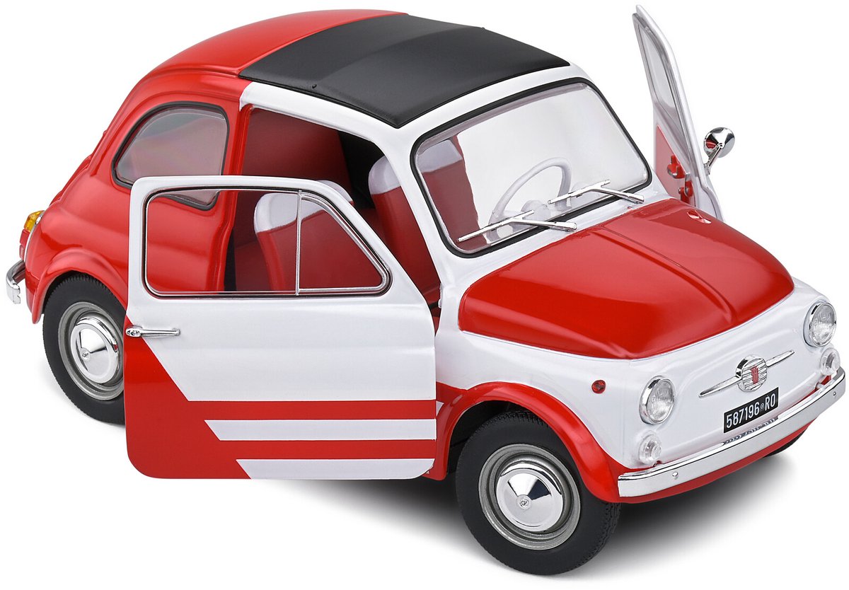 Modelauto Fiat 500 Turbina Tribute 1965 red/white - Schaal 1:18