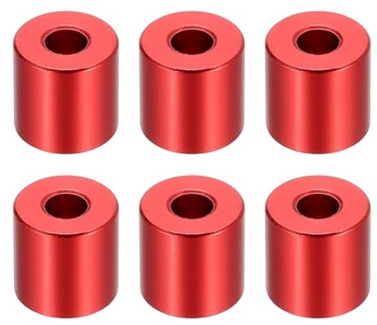 M6 Aluminium Spacers - 6 Stuks Metalen Spacer - 6,2mm ID x 15mm OD x 15mm L - Rood