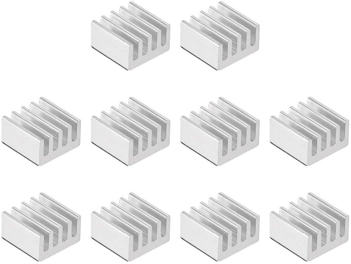 Aluminium Koellichaam - Koelvin Heatsink - 3D Printer Koelen - Zelfklevende Backing - 5x9x9 mm - Zilver