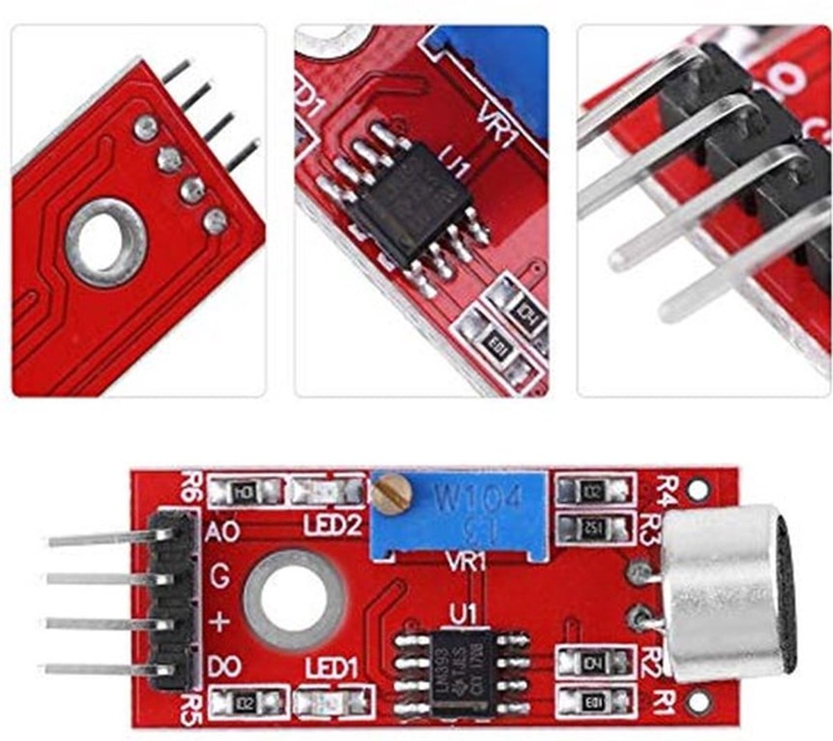 Audioversterker en hoge gevoeligheid Microfonospeler 20 dB Guadagno naar basso-gerucht DC 3,3 V / 5 V