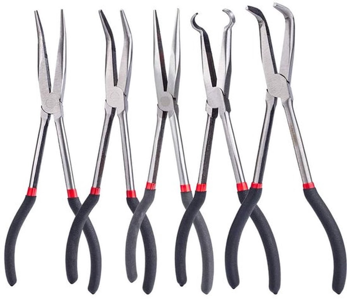 Set van 45# verlengde koolstofstalen sieradentangen, inclusief 25°45°90° gebogen tuittang, lange handgreeptang met fijne tuit voor het maken van sieraden