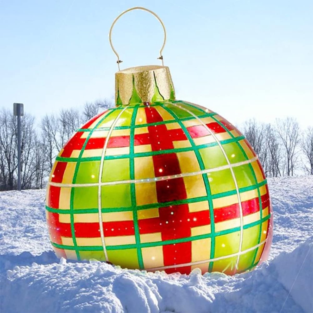Opblaasbare Kerstbal 60 cm van PVC, Persoonlijke Boomdecoratie, Feestelijke Kerstversiering met Pomp
