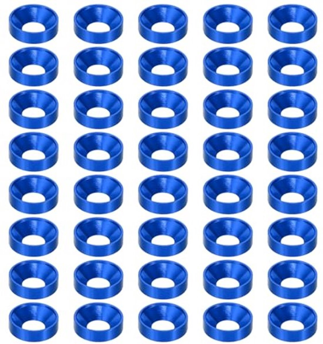 M8 Countersunk Ring - 40pcs Anodized Aluminium Washers - Donkerblauw