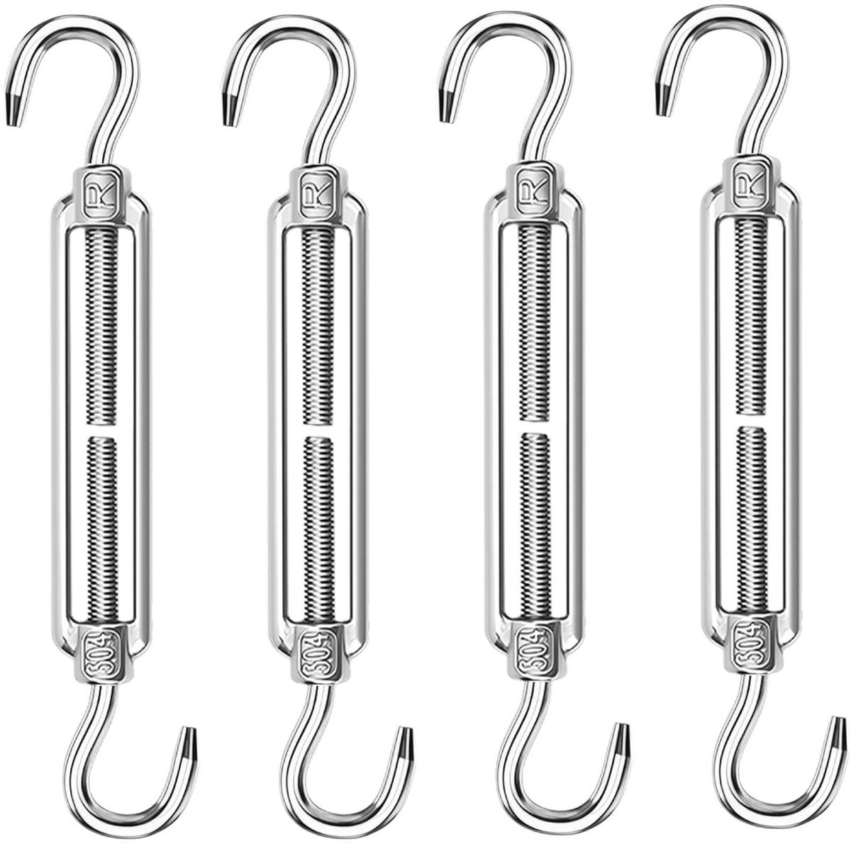 4 Stuks M6 Spanners van Roestvrij Staal, Verstelbare Kabelspanner voor Tuin, Zonnezeil en Draadomheining, Stevige Tensioner voor Touw en Kabel