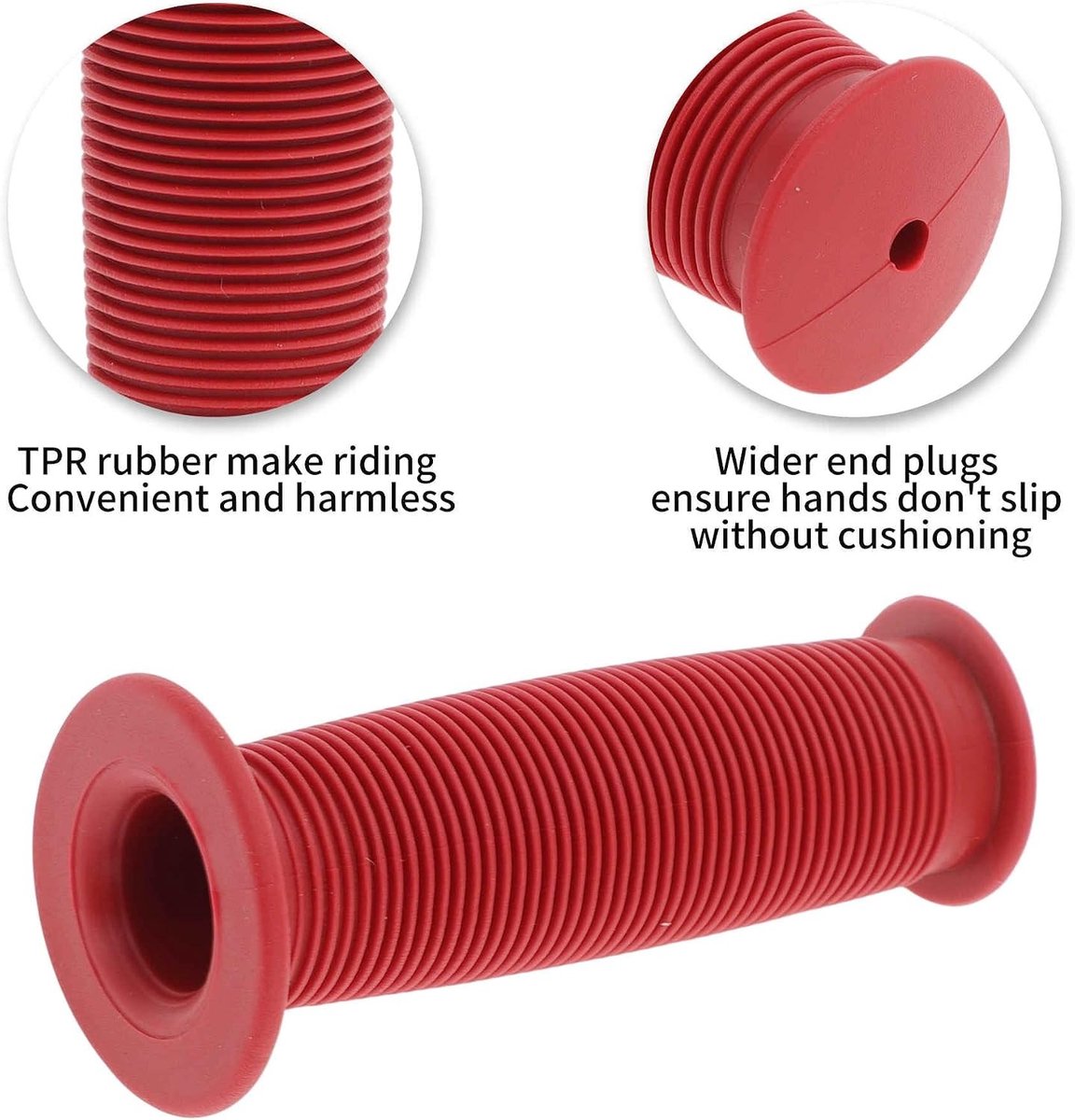 Ergonomische fietsgrepen van rubber met stootbescherming voor driewielers - 2 stuks, donkerrood en comfortabel grip