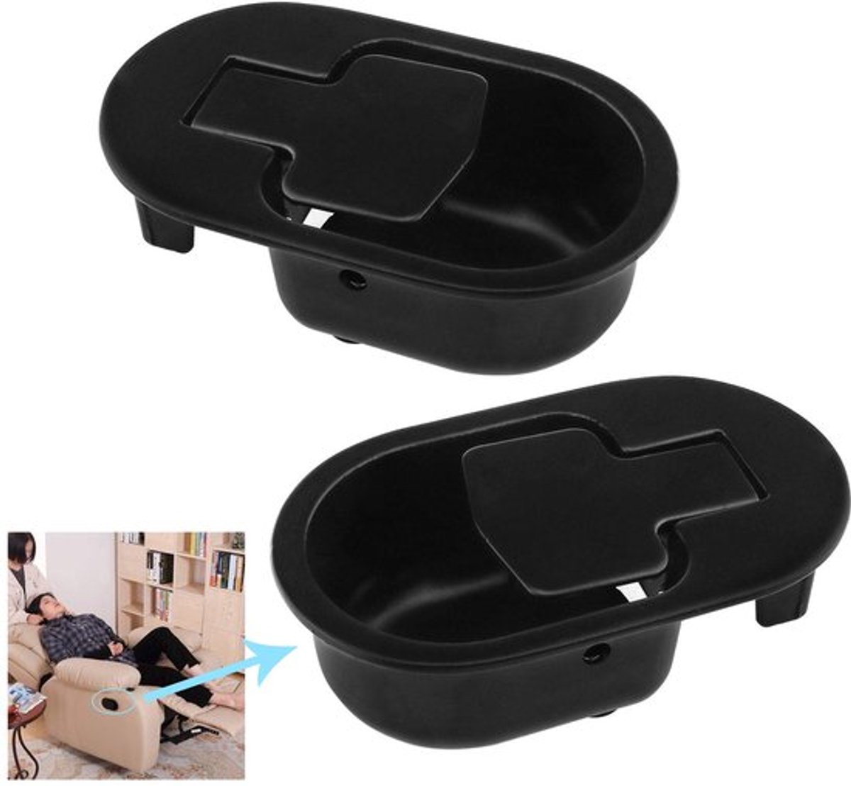 2X Zwarte Stoel Bank Sofa Release Hendel vervanging Handvat Duurzaam Fauteuil Ovaal