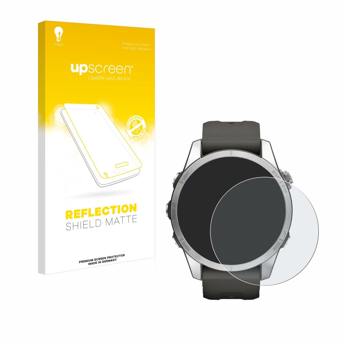 upscreen - Screenprotector voor Garmin Fenix 7S Pro Solar (42 mm) - Folie Beschermfolie anti glare matte