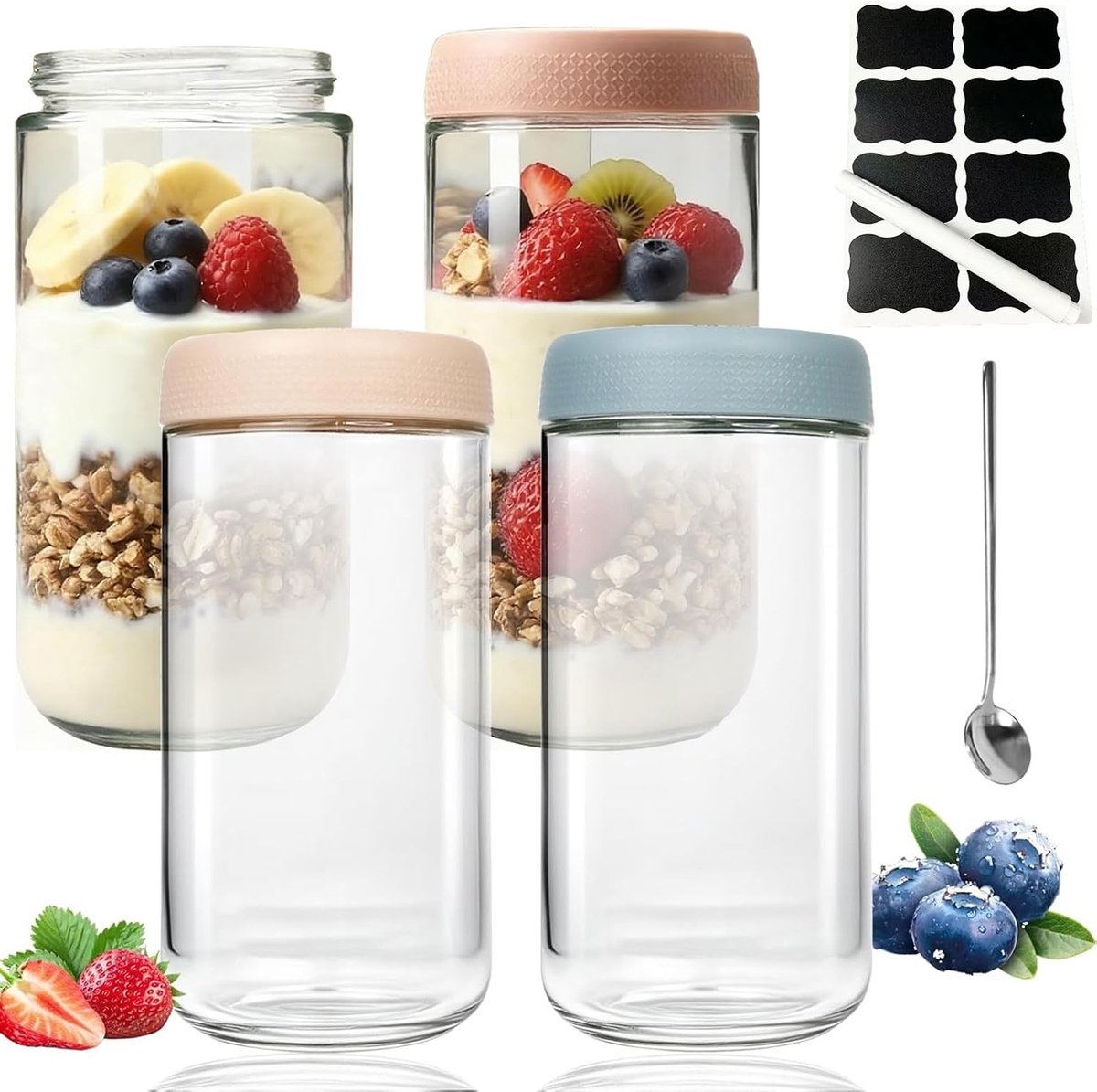 Meal Prep Potten - Glas - Lekvrije Verzegelbare Potten - Maatmarkeringen - Voor Gezonde Maaltijdplanning