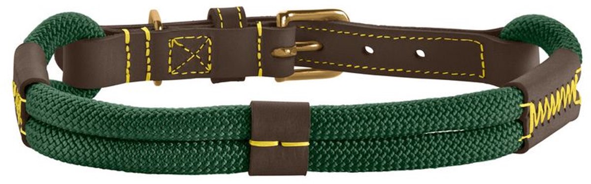 Hunter Halsband Malia Donkergroen&Donkerbruin - Hondenhalsband - 60 cm